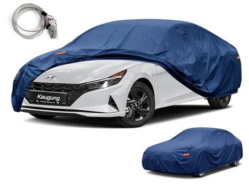 Image of Kaugung Custom Fit Car Cover for Hyundai Elantra Sedan (2006-2026), Heavy Duty Waterproof All Weather Outdoor Protection, Breathable Full Exterior Cover with Vent, Rain Sun Snow UV Proof