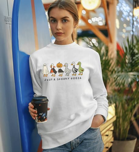 Just A Spooky Goose Sweatshirt Funny Halloween Silly Goose Long Sleeve Shirt4