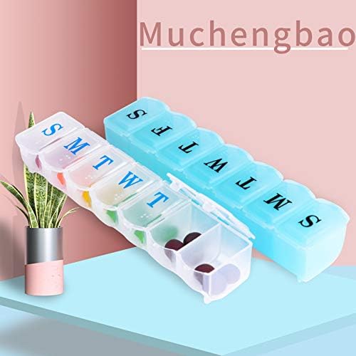Muchengbao 2 Pack 7 Days Pill Cases ,Weekly Pill Organizer 7 Day Pill Box Large Compartment for Travel Vitamin