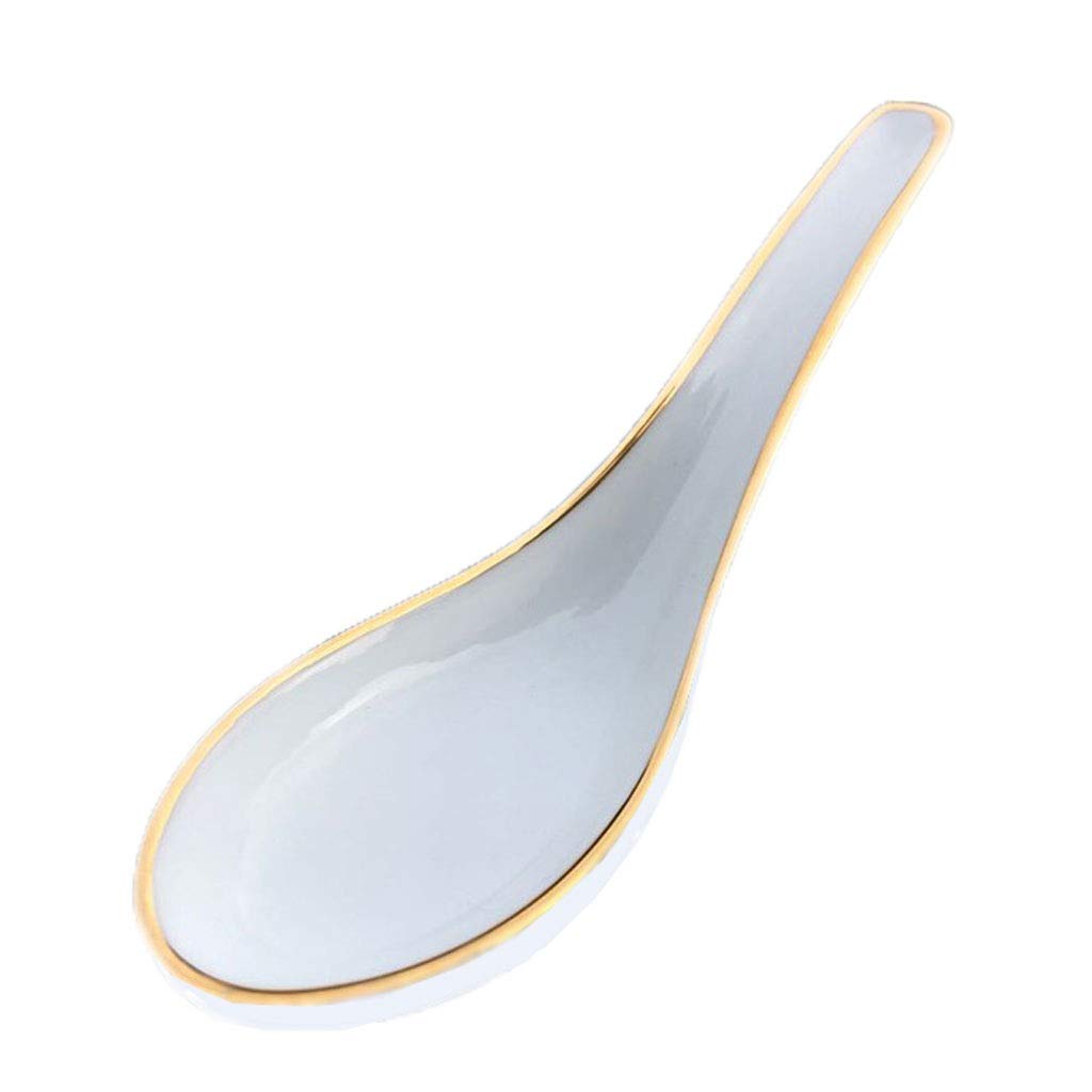 Cuillère en Céramique Haut De Gamme Entièrement Dorée Et Mi-Dorée, Cuillère À Soupe De 13 X 4 Cm（Goldgreywhite）