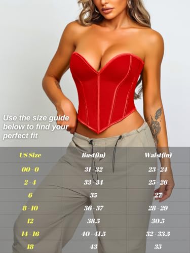 Image of ChiaoLezhee Heart Corset Top For Women, Sexy Concert Outfits Going Out, Strapless Crop Top, Overbust Bustier