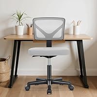 Sweetcrispy Office Computer Desk Chair, Ergonomic Low-Back Mesh Rolling Work Swivel Chairs with Wheels, Armless Comfortable Seat Lumbar Support for Home, Bedroom, Study, Student, Adults, Grey