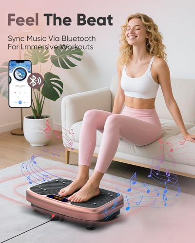 Image of GDCOO Vibration Plate Exercise Machine Vibrating Platform for Fun Lymphatic Drainage and Weight Loss, Vibrant Home Workout Equipment with 1-200 Speeds, Stylish Fitness Gear Pink