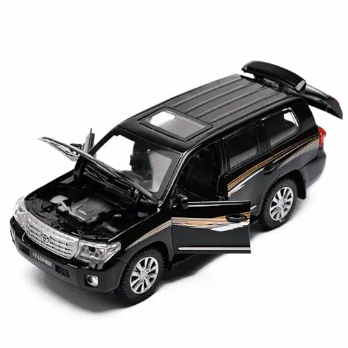 Image of 1:32 Scale Land Cruiser 4 Door Toy Car | Metal Pullback Diecast Car for Kids with Openable Doors, Sound, Light Effects Toy for Car Enthusiasts (Color As Per Available), Black