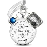 Wedding Bouquet Charm Memorial Photo Silver Jewelry I Know You'd Be Here Heaven Handmade White Pendant - Missing Loved One, Something Blue Bead, Memory Frame DIY - Keepsake Bridal Gift, Card & Box