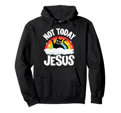 Not Today Jesus Chat satanique arc-en-ciel gothique drôle en métal Sweat à Capuche