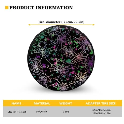 Image of Pensura Tire Cover Wheel Camper Spare Tire Cover Wear-Resistant Halloween Spider Web Covers Universal for Trailer SUV Truck Camper Travel, Waterproof & Easy to Install