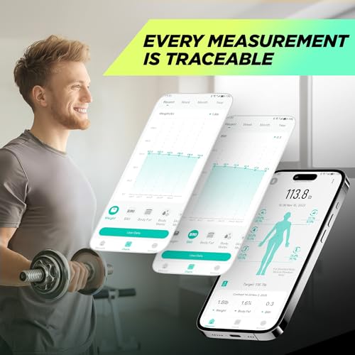 runstar Scale for Body Weight, 8 Electrodes High Accurate Rechargeable Composition Analyzer with BMR Index Body Fat Digital Scale Composition Muscle & Fat Measurement Large Display 400L