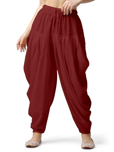 Image of Mehrang Loose Fit Rayon Dhoti Pant for Women Patiala Slawar Bottom Wear Harem Pants, Waist Free Size (26 Inch to 38 Inch)