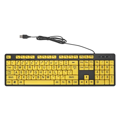 Clavier à gros caractères filaire avec touches claires et boutons multimédia FN pour PC