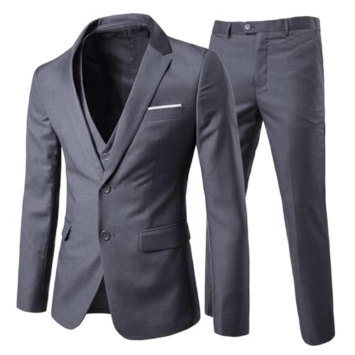 Cloudstyle Men's 3-Piece 2 Buttons Slim Fit Solid Color Jacket Sm...