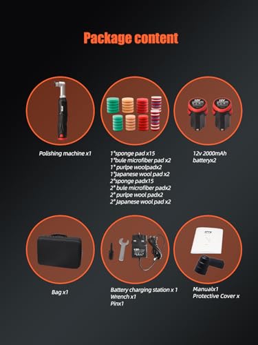 SPTA Cordless Mini Car Polisher, 12V Micro Cordless Scratches Killer Car Polisher RO/DA Mini Car Polisher for polishing, Sanding and Cleaning - Image 2