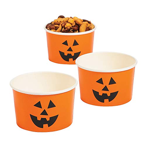 Fun Express 13846599 Jack O Lantern Pumpkin Snack Cups (Bulk Set Of 25 Bowls) Halloween Party Supplies cover