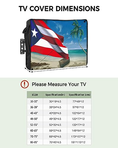 Outdoor TV Cover - Summer Coconut Tree Puerto Rico Flag Waterproof and Weatherproof 40