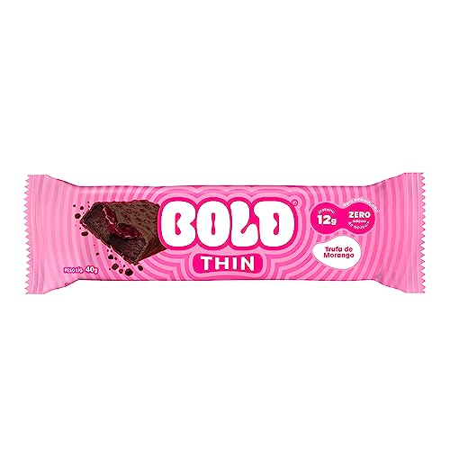 Barra de Proteína BOLD Snacks Thin Trufa de Morango (12g de Proteína) - Caixa com 12 unidades