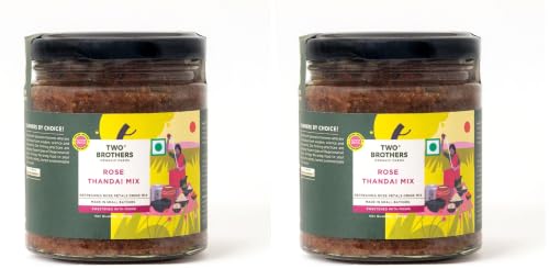 Image of TWO BROTHERS ORGANIC FARMS Rose Thandai 200Gm|Pure Taste Of Natural Ingredients|No Artificial Flavors|Rose Petals To Combat Summer Heat. (Pack of 2)