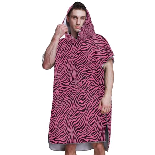 Serviette de bain à capuche zébrée rose pour se changer sur la plage - 8