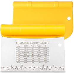 Cacerola Francesa Asdirne Raspador de Masa , Cortador de Masa de Acero Inoxidable, Rasqueta Panadero 2 en 1, 6 Pulgadas, Amarillo