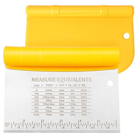 Dough Scraper, Plastic Pastry Cutter, Bowl Scrapers Dough Bread Cutters, 6 Inch, Yellow Cover
