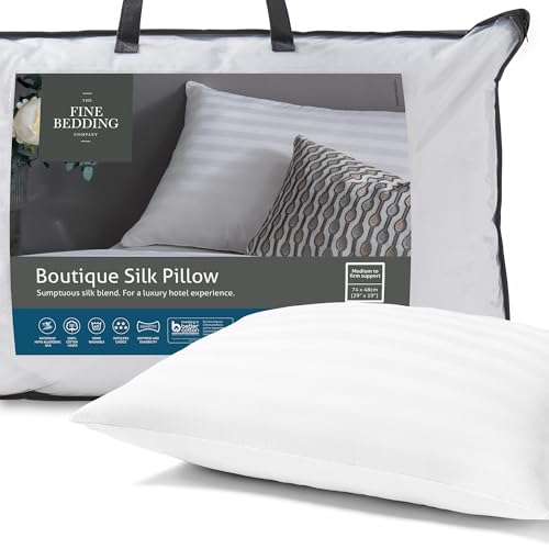 The Fine Bedding Company - Boutique Silk Pillow - Luxury Hotel Bedding - Medium/Firm Support - Machine Washable