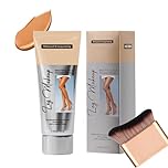 Leg Makeup Full Coverage Concealer & Brush, Leg Vein Cover Up Makeup For Mature Skin, Long Lasting Smooth Tone Body Make Up, Flawless Looking Legs, Water Resistant Transferproof (03 Chocolate Brown)