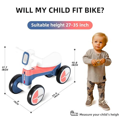 Image of Glider Max Toddler Ride-On Balance Bike 1-3 Years | Musical Kids Balancing Bike with LED Lights | Safe & Stable Indoor Ride-On Toy for Boys & Girls | 20 kg Max Load |Blue & Red |KB-021|.