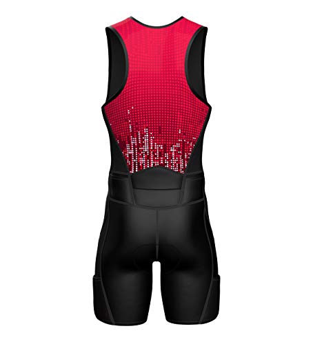 Sparx Sports Mens Premium Triathlon Suit Padded Triathlon Tri Suit Race Suit Swim Bike Run (Red Dots, Medium) #TOP3