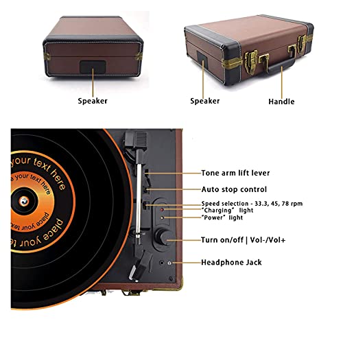 Tourne-disques Retro, am FM Radio Bluetooth Portable 33/45/78RPM Platines Disque Vinyle Phono Player Aux-in RCA Line-Out - Les Beatles, Paul McCartney, John Lennon, RIngo Starr, George Harrison Tourne-disques Retro, am FM Radio Bluetooth Portable 33/45/78RPM Platines Disque Vinyle Phono Player Aux-in RCA Line-Out – Image 3