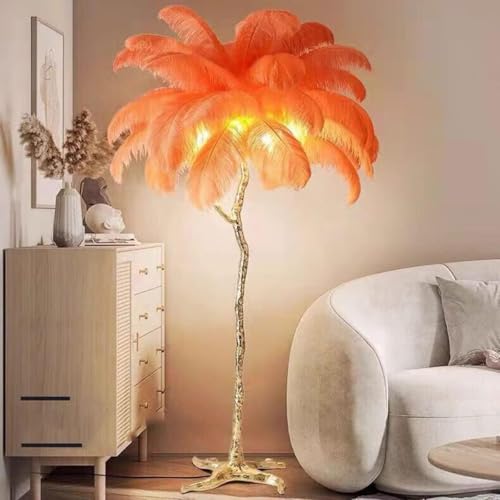 Lámpara de pie de pluma con luz LED suave y base trípode estable de resina 2