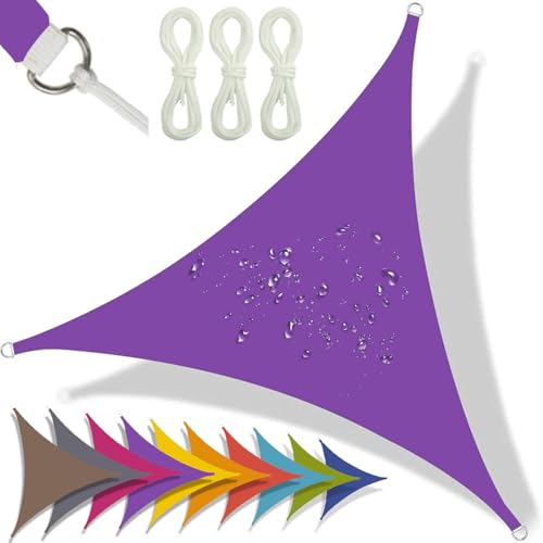 SHENJIE Toldo triangular de 2 x 2 x 2 m, impermeable, 95 % de bloqueo UV, toldo de vela para jardín y patio al aire libre (morado)