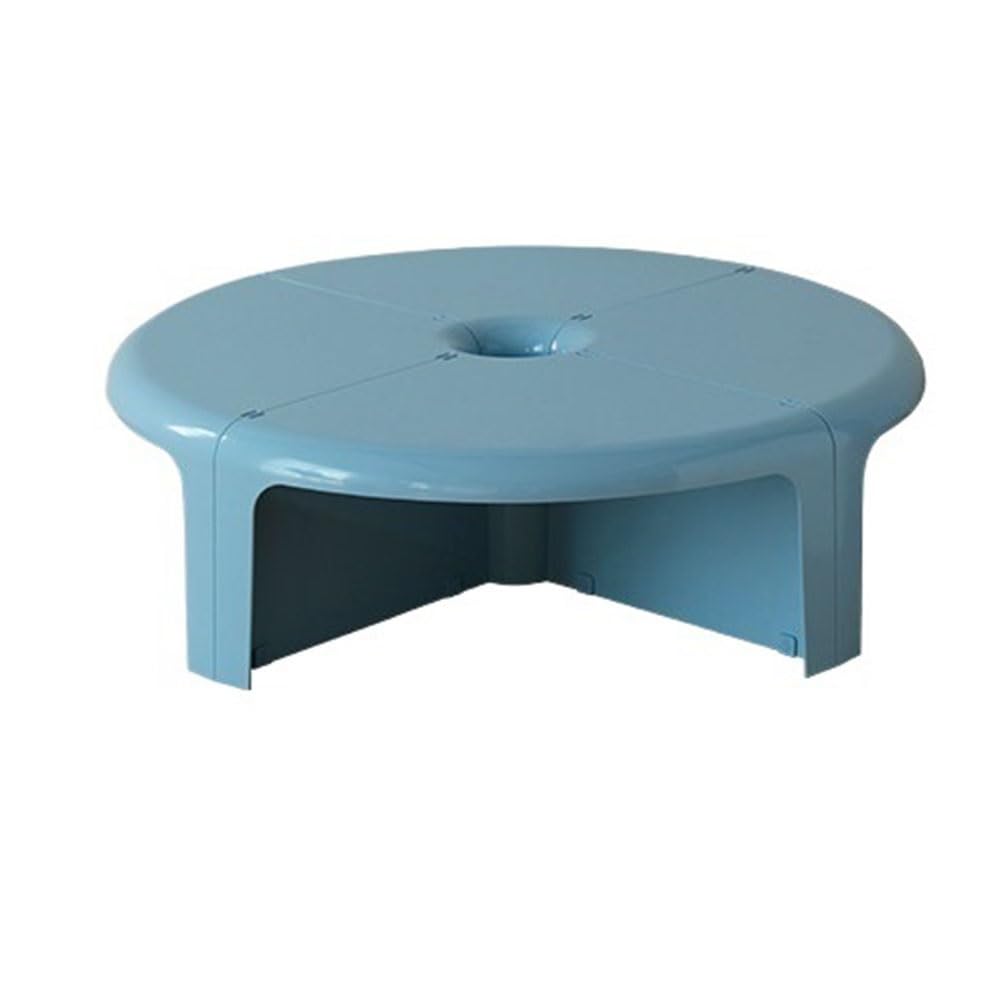 ZTHYSHOZ Side Table Modular Plastic Coffee Table Set Interlocking Round Tables for Self-Assembly(Blue)