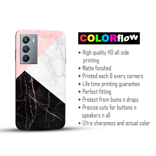 Image of COLORflow Back Cover Compatible with iQOO 9 SE 5G | Beautiful Black White Pink Marble | Designer Printed Hard CASE Bumper Back Cover Compatible with iQOO 9 SE 5G