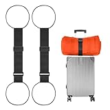 BILIONE Add a Bag Luggage Straps 2 Pack, Adjustable Bungee Elastic Belt to Connect Two Suitcases, Secure Carry On & Travel Essentials (Black)