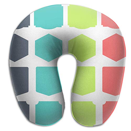 XCNGG Patrón de Forma geométrica Funda de Almohada para el Cuello en Forma de U Espuma viscoelástica, Almohada de Descanso única para Viajes Dolor, Transpirable Suave Cómodo Ajustable