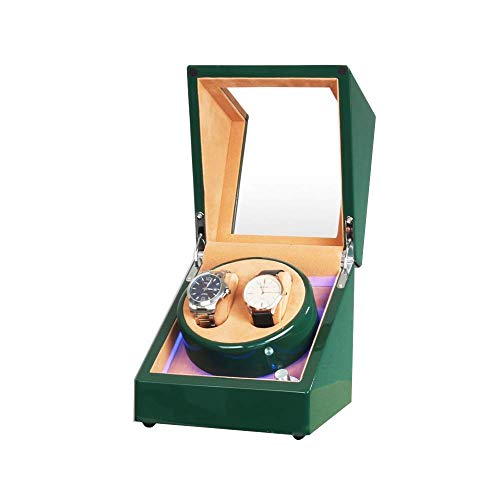 Boîte à double montre automatique de luxe en laque piano verte et LED