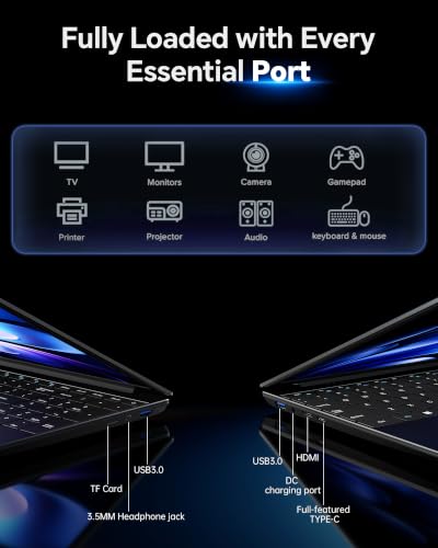 Image of 15.6'' AI Laptop with Office 365 12GB RAM 256GB SSD Win 11 Laptops | 7000mAh Battery, IPS FHD, 180Viewing, Quad-Core Processor, Type-C, WiFi5, Portable Thin Business Student Laptops, Black