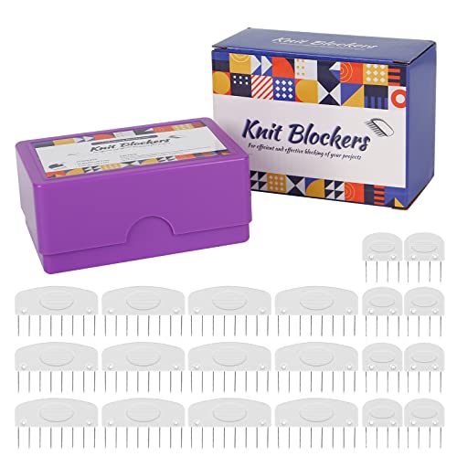 TVlifams 20Pcs Knit Blocking Pins Kit, 8 Pins and 4 Pin Knit Crochet Blocking Combs for Blocking Knitting Sewing Lace Needlework Projects (1 Box)