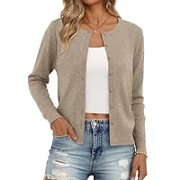 Trendy Queen Womens Cardigan Sweaters Lightweight Crew Neck Outfits Fall Fashion 2025 Clothing Brown M