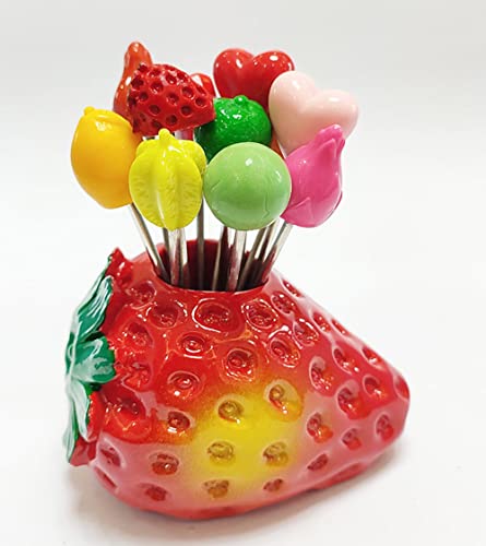 Miniatura 9 de Tenedores De Frutas Para Ensalada Con Acero Inoxidable Para Niños, Para Uso Repetido De Tenedores De Frutas Para Decorar Bonitos Y Creativos 10 Tenedores De Frutas Diferentes Y 1 Soporte Para Fresas