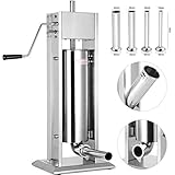 Husuper 7L Wurstfüllmaschine Manuell Gewerbe Wurstfüller mit Fülltrichter Edelstahl Wurstspritze für Salami Leberwurst für Küche Restaurants und Lebensmittelproduktion