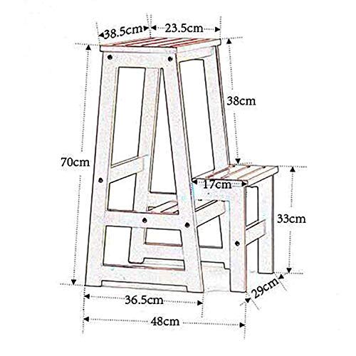 Taburete de madera maciza de dos capas: escalera robusta con pedal grueso