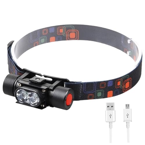 Linterna frontal recargable LED de 2 cuentas con 5 modos y luz ajustable a 160 grados