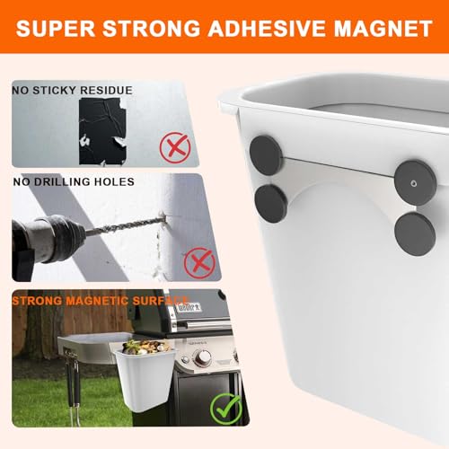 Image of BBQ Future Magnetic Trash Can for Blackstone - 2.1 Gallon Grill Hanging Garbage Can BBQ Parts, No Drill Mount Trash Bin Container for Weber Charbroil Nexgrill Expert Grill and More Griddle