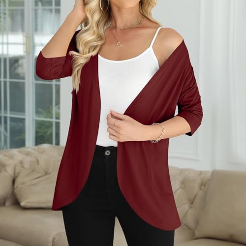 Women's Casual Short Sleeve Cardigan Lightweight Soft Open Front Cardigans Summer Beach Vacation Cover Ups2