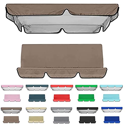 Toile de Balancelle de Jardin avec Toit et Coussin,Toit De Rechange pour Balancelle Balançoire De Jardin 2-3 Places,Impermeable Couverture Auvent pour Jardins...