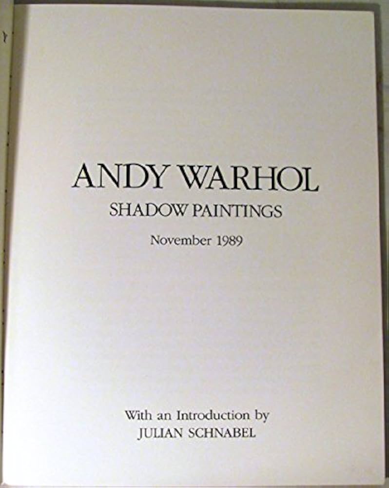【超レア本】Andy Warhol SHADOW PAINTINGS 図録 Amazon.co.jp: Andy Warhol Shadow Paintings : Schnabel, Julian