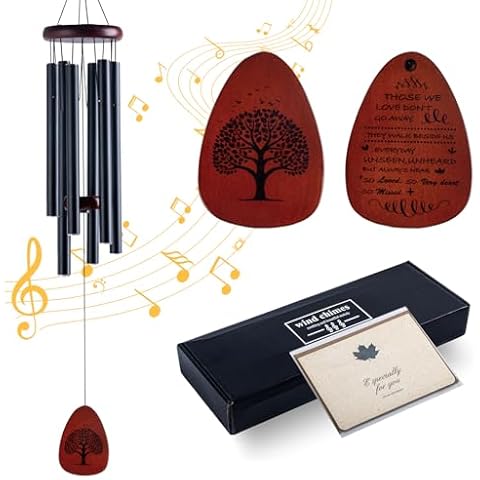 Yogayet Wind Chimes, 35.8” Large Wind Chimes for Outside,Sympathy Wind Chime for Loss of Loved One,Wooden Home Decor Gifts for Mother,Father,Friends,Memorial Windchimes Outdoor Garden Patio Decoration Cover