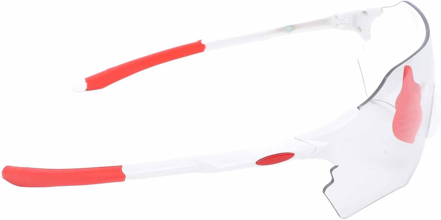 Cycling Glasses, Proof Lightweight Adjustable Frame with Flexible Impact Lenses, for Running Hiking Water Sports (White Red)