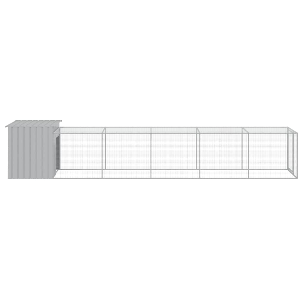 ARKEM Pollaio Area Corsa Grigio Chiaro 110x609x110 cm Acciaio Zincato，Recinto per Cani da Giardino, Gabbia per Conigli, Recinto per Animali Domestici, Gatti, Cuccioli, Porte con Chiavistello e Parasol