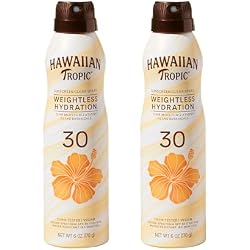 Hawaiian Tropic Weightless Hydration SPF 30 Sunscreen Spray, 6 Oz (2 Pack)